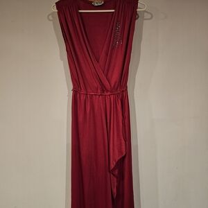 Studio 54 Style Sleeveless Red Midi Dress